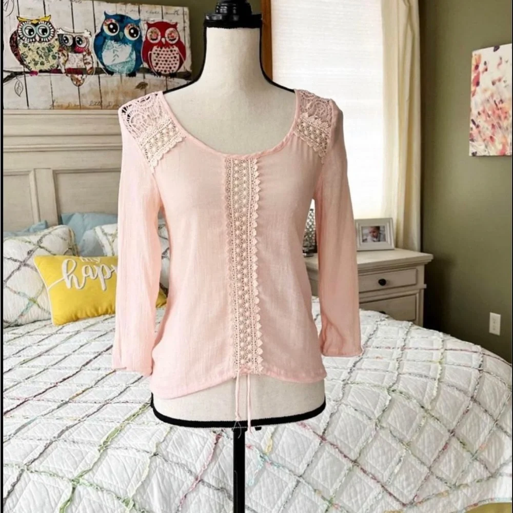 Maurice’s Pink Embroidered Lace Blouse XS - Picture 6 of 8